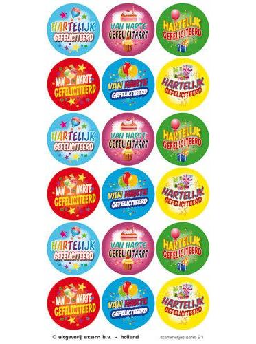 Stickers serie 21 - Hartelijk gefeliciteerd