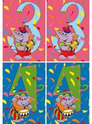 Ansichtkaarten serie 2453 – Verjaardag cijfers 3 en 4