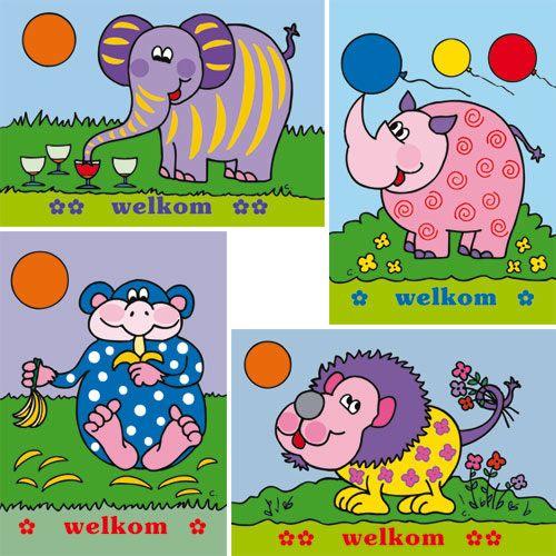 Oproepkaarten serie 710 Basisschool - fantasie dieren met welkom