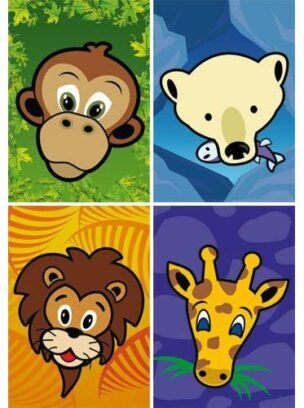 Oproepkaarten serie 743 Basisschool – grote getekende dierenkoppen