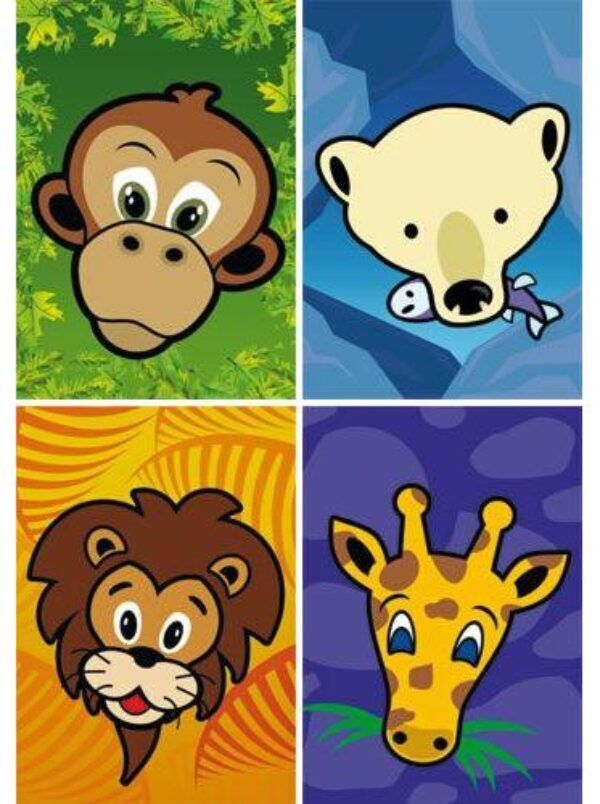 Oproepkaarten serie 743 Basisschool – grote getekende dierenkoppen