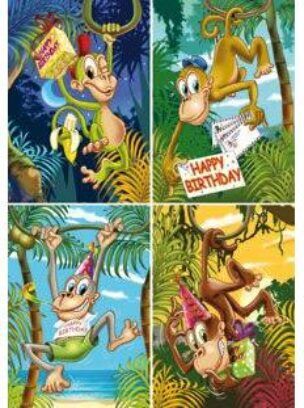 Reuze wenskaart serie 11050 – Apen met Happy Birthday