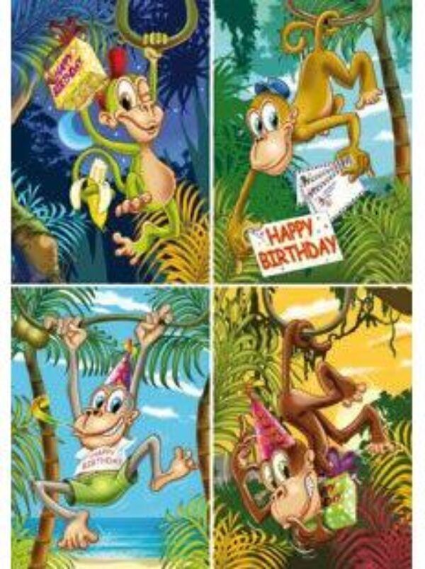 Reuze wenskaart serie 11050 – Apen met Happy Birthday