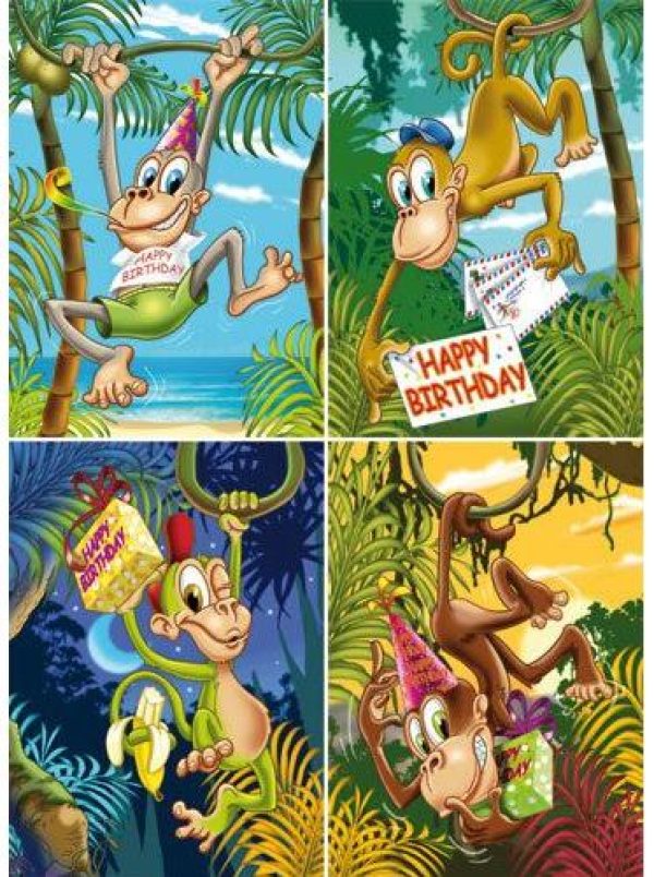 Grote kaarten serie 921 – Verjaardagskaart met apen foto 1