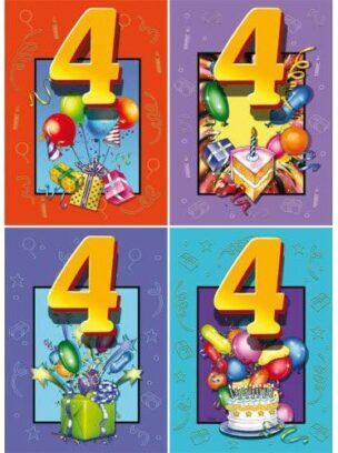 Grote kaarten serie 964 – Verjaardag cijfer 4