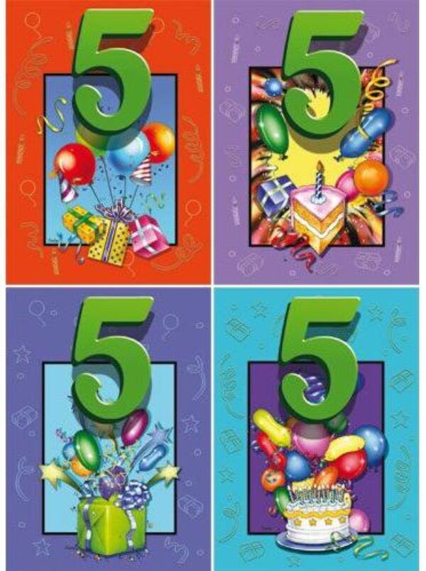 Grote kaarten serie 965 – Verjaardag cijfer 5