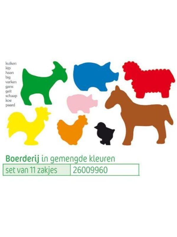 Set van 11 zakjes Boerderij plakfiguren