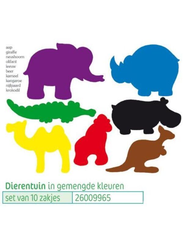 Set van 10 zakjes Dierentuin plakfiguren