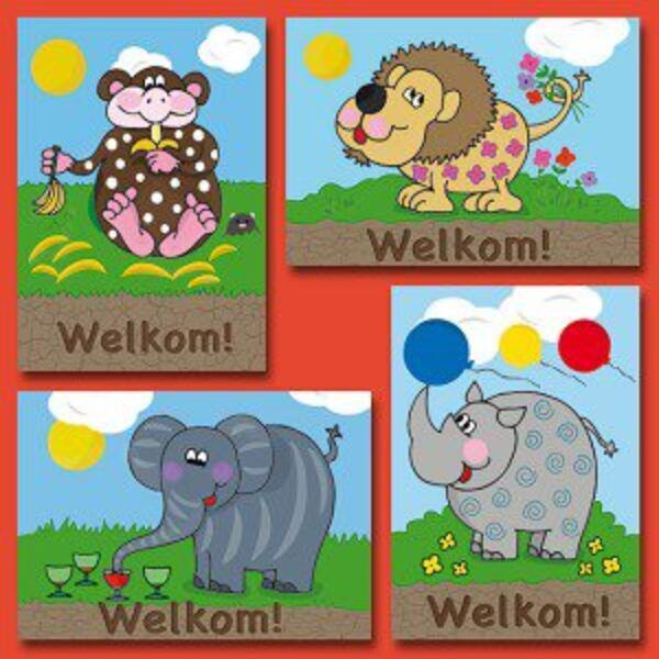 Oproepkaarten serie 710 Basisschool – fantasie dieren met welkom