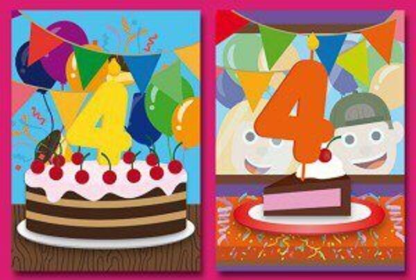 Grote kaarten serie 964 – Verjaardag cijfer 4