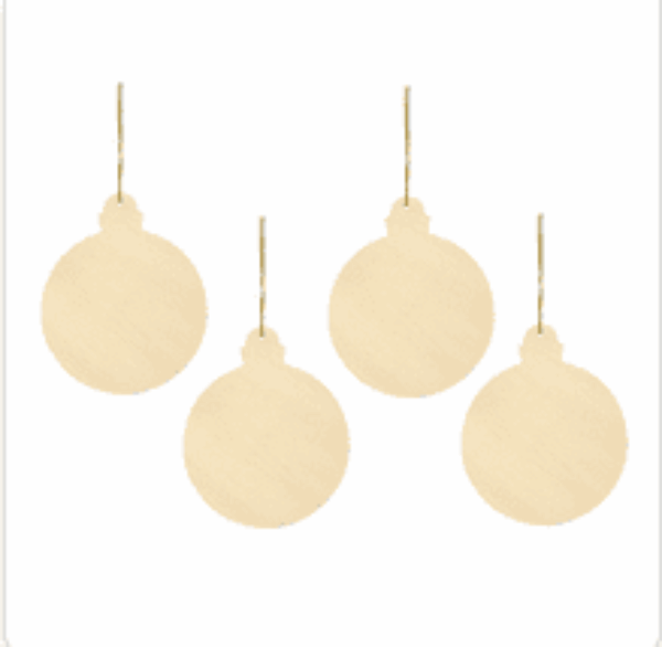 Houten kersthangers kerstballen 4 stuks