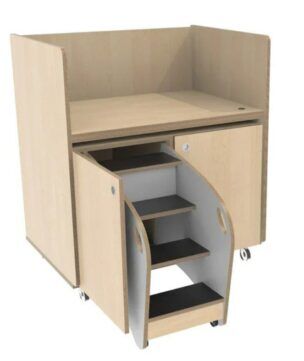 Verrijdbare commode 100cm met trap links- Berken