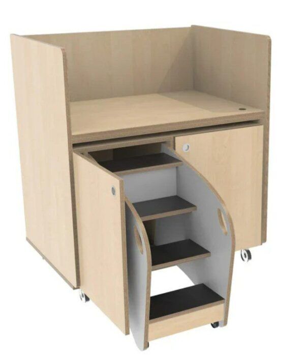 Verrijdbare commode 100cm met trap links- Berken