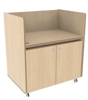 Verrijdbare commode 100cm met trap links- Berken foto 2