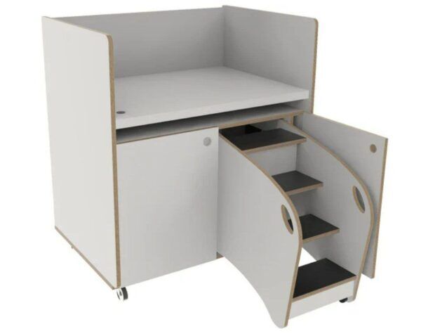 Verrijdbare commode 100cm met trap rechts – Wit decor