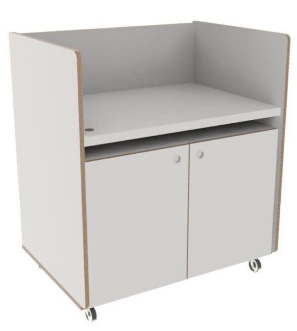 Verrijdbare commode 100cm met trap rechts – Wit decor