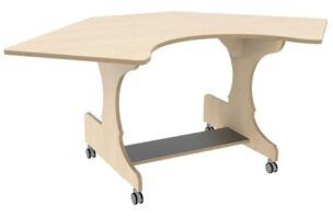 Hoogzit Ergohoektafel met diepe ronding – Berken