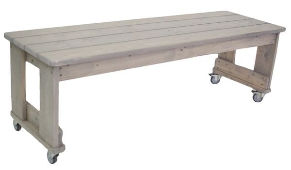 Groepstafel Amsterdam Steigerhout laag 185 cm, verrijdbaar