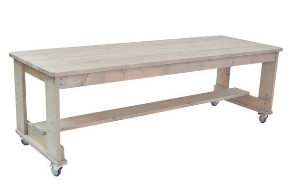 Groepstafel Amsterdam Steigerhout hoog 185 cm, verrijdbaar