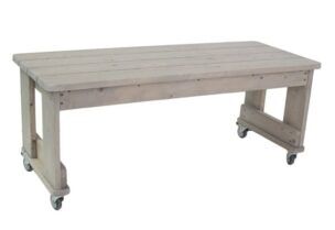 Groepstafel Amsterdam Steigerhout laag 145 cm, verrijdbaar