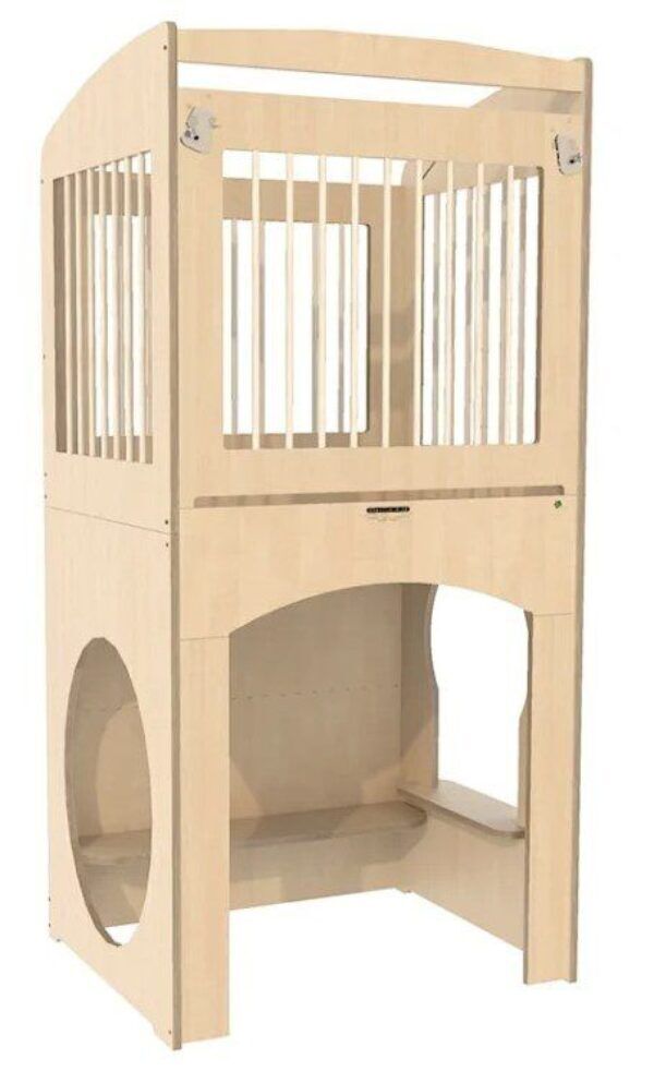 Hoge box met kantelhekje en spijlen – Berken