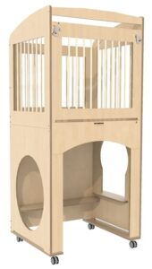 Hoge box met spijlen verrijdbaar - Berken