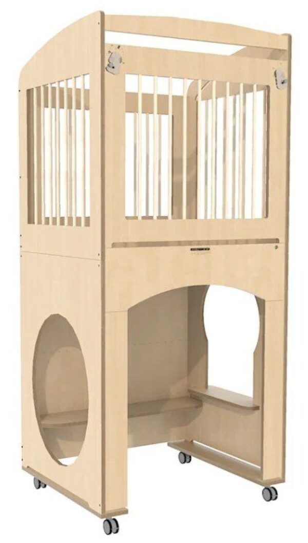 Hoge box met spijlen verrijdbaar – Berken