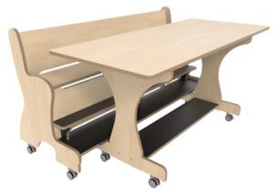 Hoogzit Ergotafel voor dubbele voetenplank 150 x 64 cm – Berken foto 2