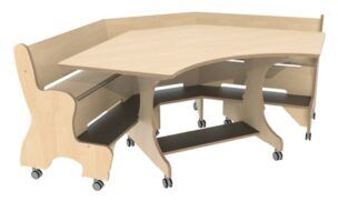 Hoogzit Ergohoektafel standaard ronding – Berken foto 2