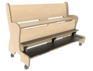 Hoogzit Ergobank 125 cm dubbele voetenplank – Berken