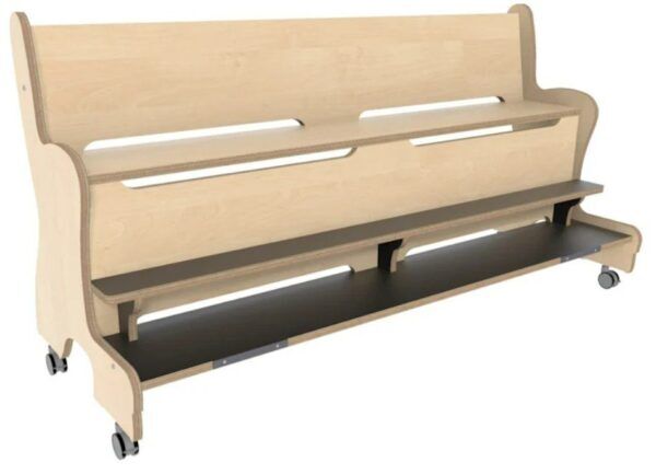 Hoogzit Ergobank 155 cm met dubbele voetenplank – Berken