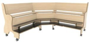 Hoogzit Ergohoekbank met dubbele voetenplank – Berken