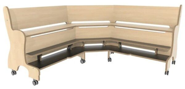 Hoogzit Ergohoekbank met dubbele voetenplank – Berken