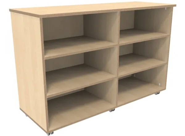 Flex-kast 4B laag, 6 vakken, verrijdbaar