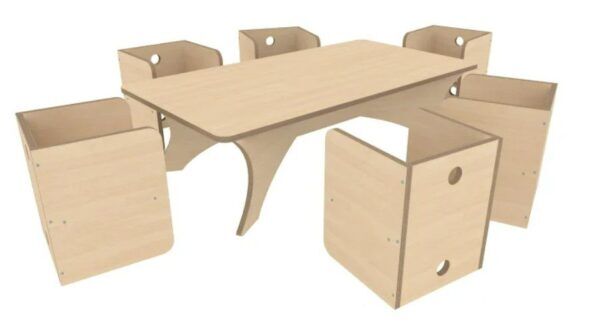 Kubus tafel rechthoek 130 x 65 x 39 cm – Berken