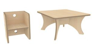 Kubus tafel vierkant 69 x 69 x 39 cm – Berken foto 2