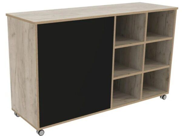 Vakkenkast 2-zijdig, verrijdbaar -Grey Craft Oak