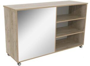 Vakkenkast 2-zijdig, verrijdbaar -Grey Craft Oak