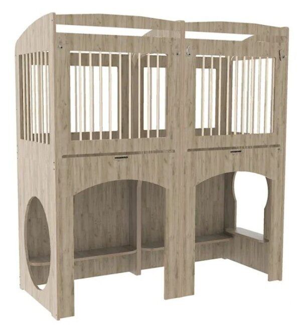 Hoge duobox met spijlen – Grey Craft Oak