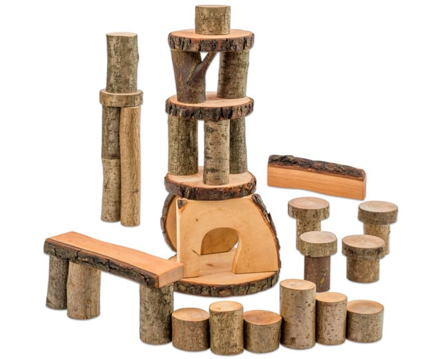 Woods boomblokken - houten blokken in zak of net 36 delig