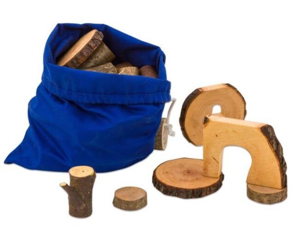 Woods boomblokken – houten blokken in zak of net 36 delig