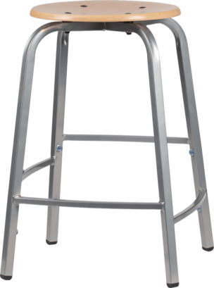 Kruk 50 cm met verspringende voetensteun – HPL zitting aluminium frame