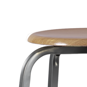 Kruk 50 cm met verspringende voetensteun – HPL zitting zwart frame foto 2