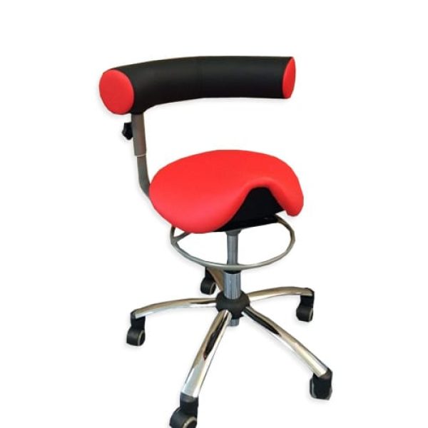 Sanus zadelkruk gezondheidsstoel – bureaustoel zwart – rood foto 1