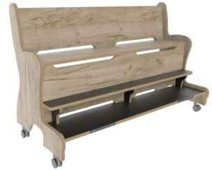 Hoogzit Ergobank 125 cm Dubbele voetenplank – Grey Craft Oak