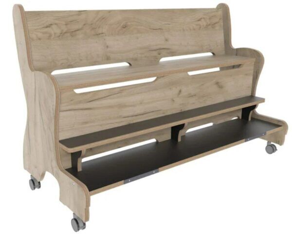 Hoogzit Ergobank 125 cm Dubbele voetenplank – Grey Craft Oak