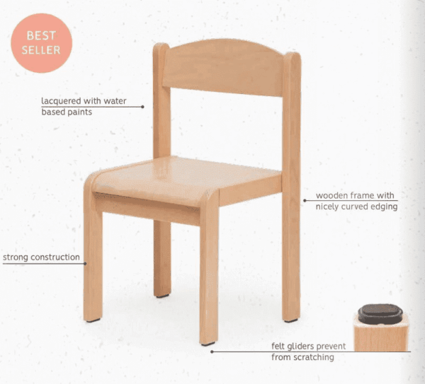 Stoel beuken zithoogte 35 cm, 5 – 6 jaar