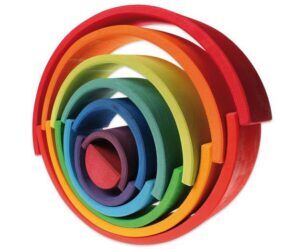 Bauspiel Houten speelgoed regenboog set 14 stuks foto 2