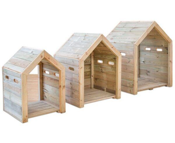 Houten speelhuisset buiten – 3 stuks