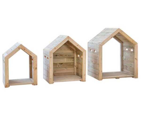 Houten speelhuisset buiten – 3 stuks